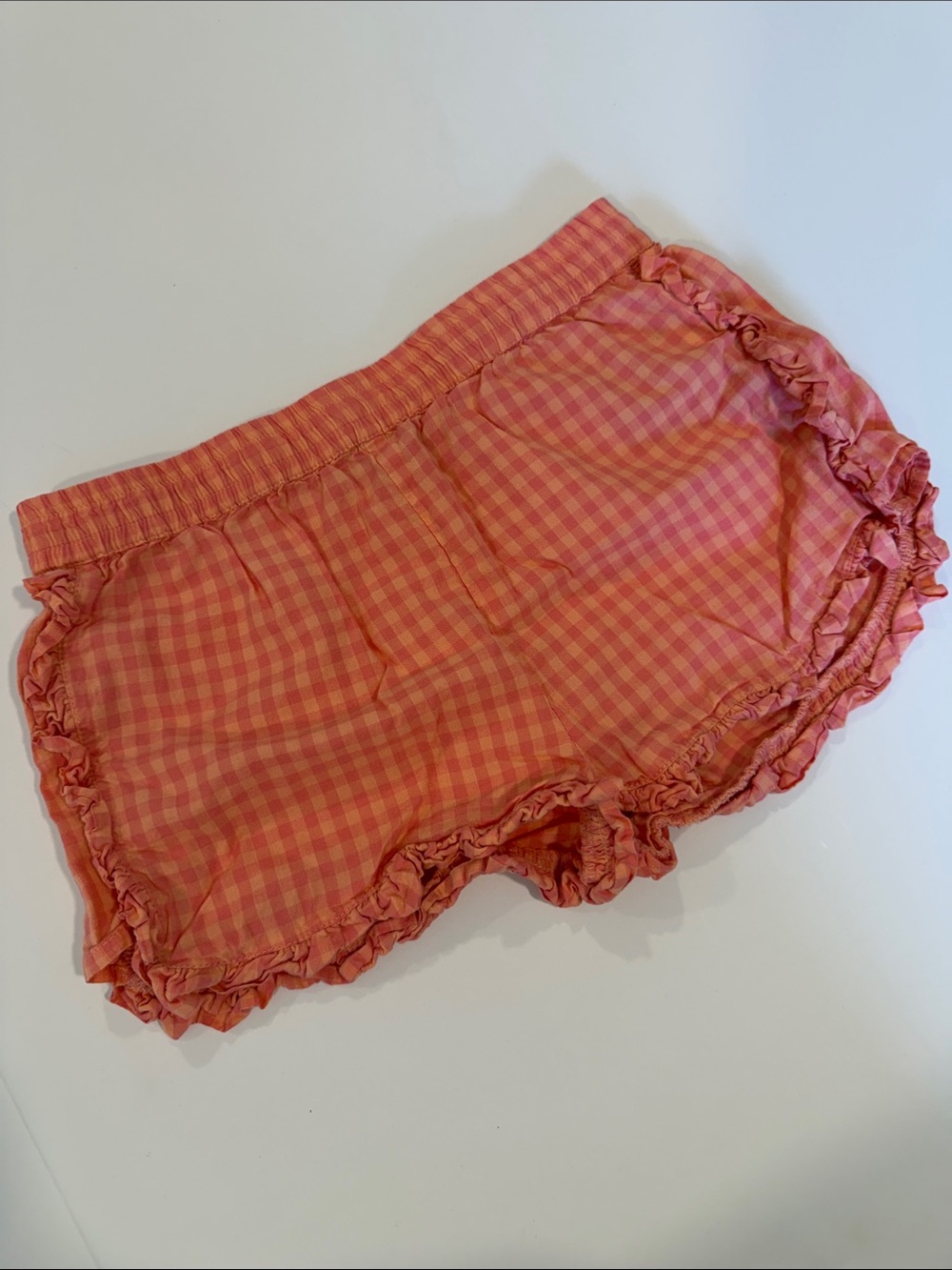 Emile et Ida Pink Gingham Ruffled Kids Shorts